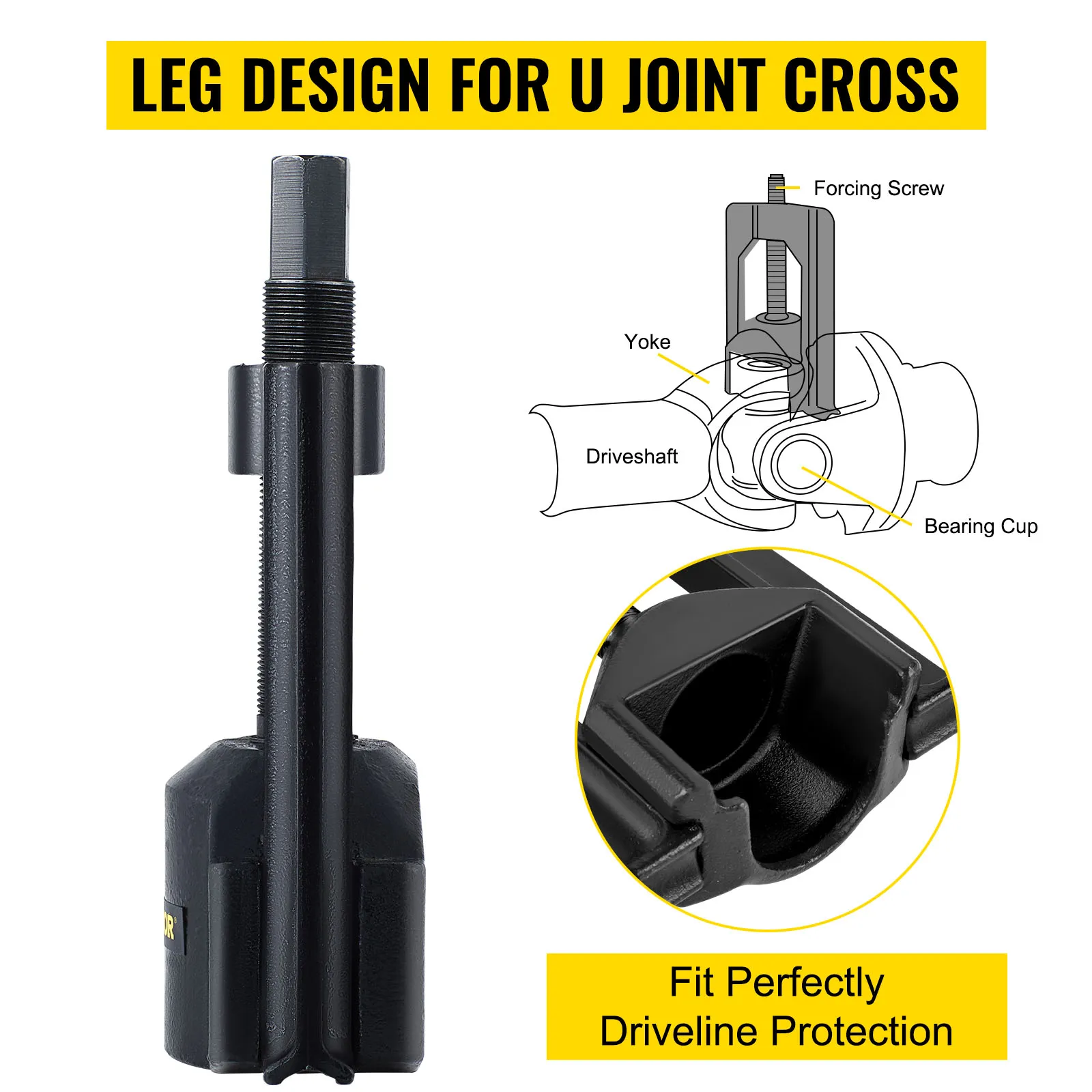 VEVOR u joint puller with u joint cross leg design for driveline protection.