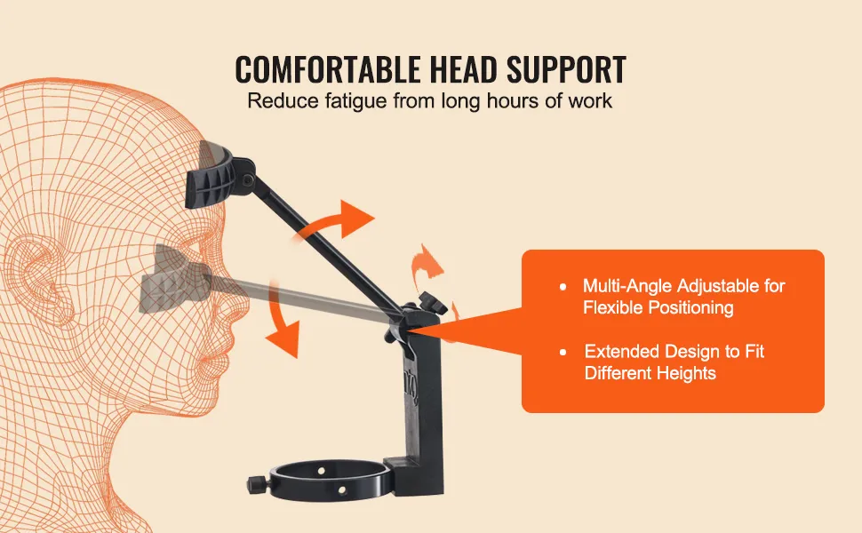 comfortable head support with multi-angle adjustment for flexible positioning, fits various heights.