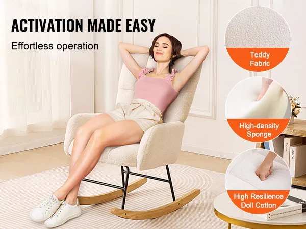 Sedia a dondolo per bambini VEVOR con tessuto effetto peluche, spugna ad alta densità e cotone per bambole ad alta resilienza.
