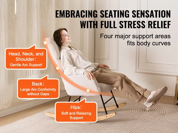 Sedia a dondolo per bambini VEVOR con sistema antistress completo, dotata di quattro principali aree di supporto per le curve del corpo.