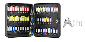 Armario para llaves VEVOR con etiquetas para llaves multicolores, cerradura y accesorios de montaje.