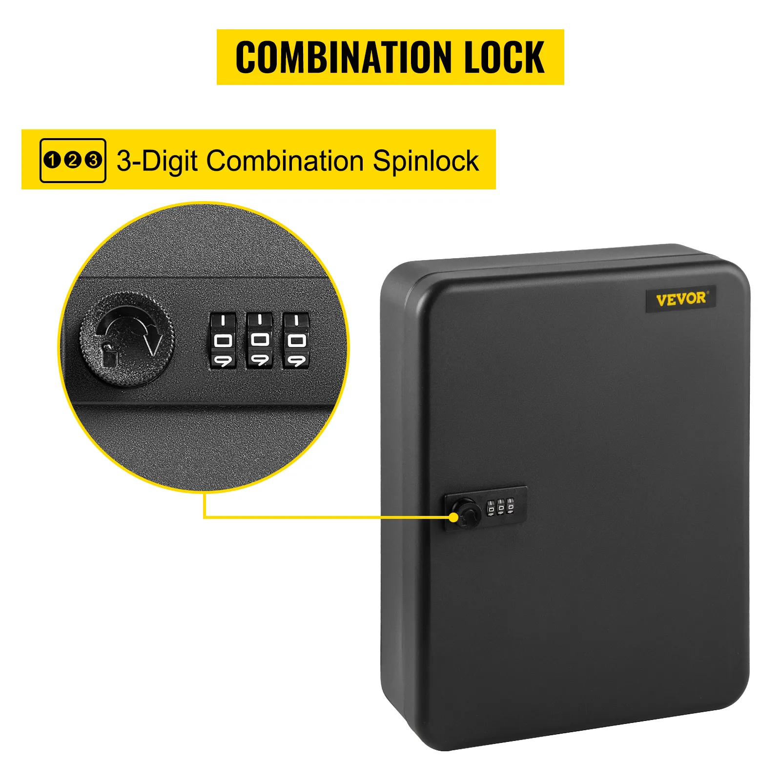 VEVOR key cabinet with 3-digit combination lock for secure key management.