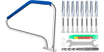 VEVOR-Poolhandlauf mit Schrauben, Bolzenankern, Schraubenschlüssel und Installationswerkzeugen.