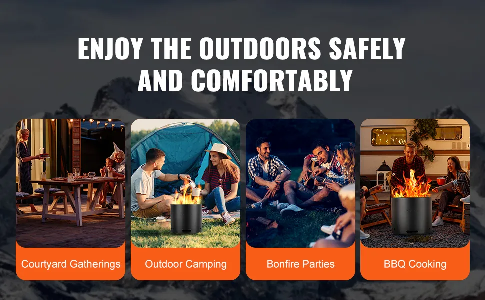 godersi il fuoco senza fumo VEVOR durante le riunioni in giardino, il campeggio all'aperto, le feste con falò e le grigliate.