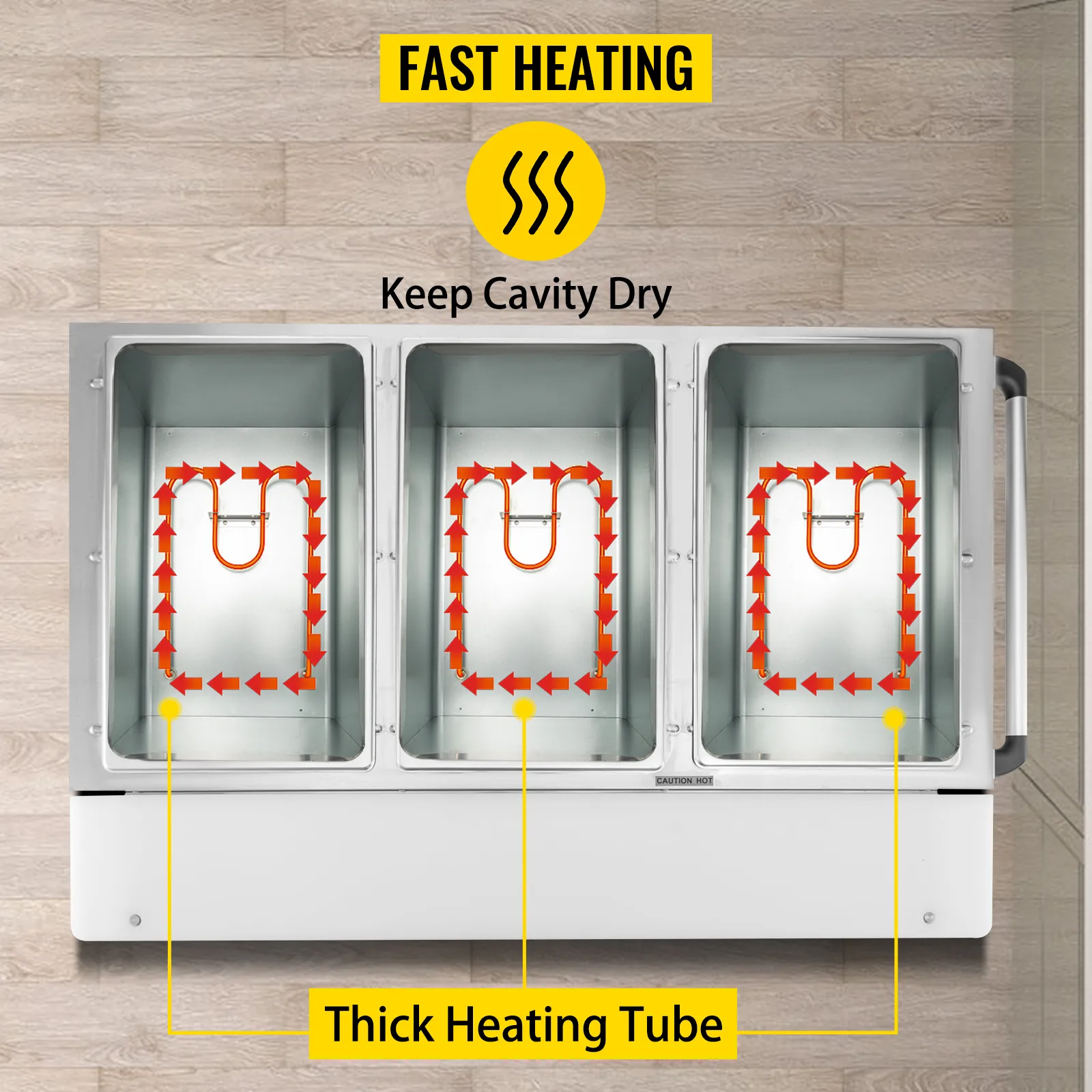 Calentador de alimentos comercial VEVOR con calentamiento rápido y tubos de calentamiento gruesos para cavidad seca.