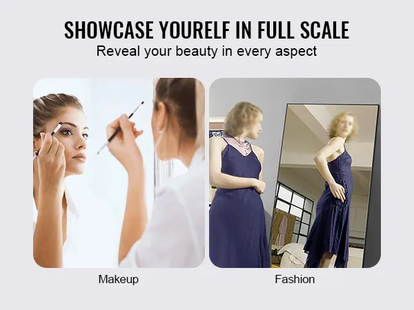 VEVOR full length mirror in bedroom and makeup and fashion applications. showcase yourself in full scale.