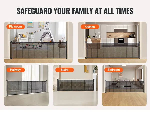 VEVOR uitschuifbaar babyhekje voor in de speelkamer, keuken, hal, trap en slaapkamer voor de veiligheid van het hele gezin.