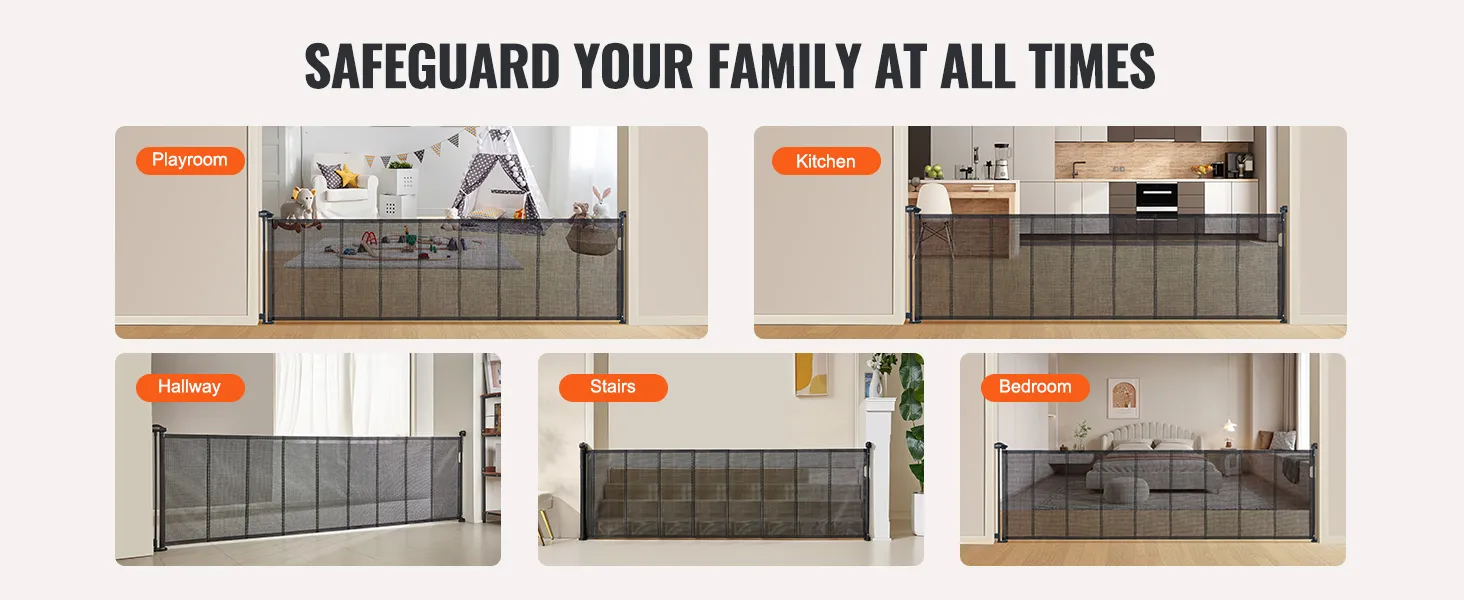 VEVOR uitschuifbaar babyhekje voor in de speelkamer, keuken, hal, trap en slaapkamer voor de veiligheid van het hele gezin.