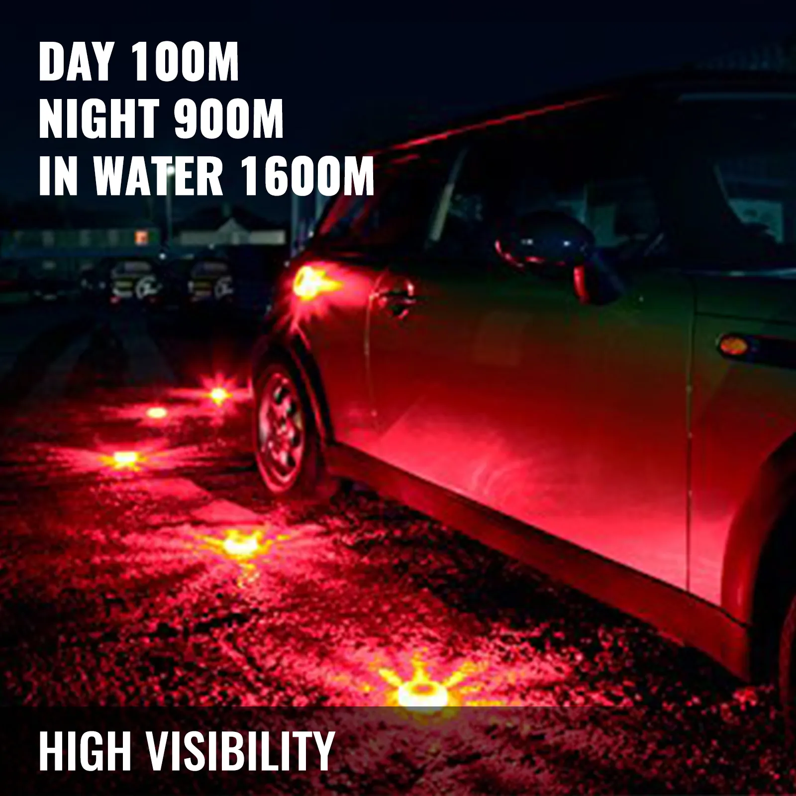 Las bengalas de carretera VEVOR proporcionan alta visibilidad a los vehículos durante la noche.