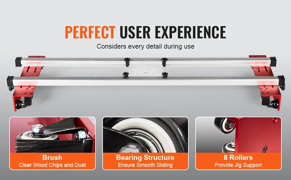 VEVOR router sled with brush, bearing structure, and 8 rollers for perfect user experience.
