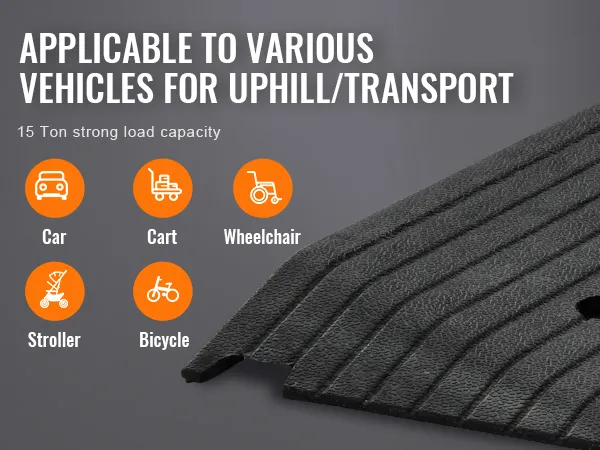 VEVOR rubber threshold ramp with 15 ton load capacity for car, trolley, wheelchair, stroller, bicycle.