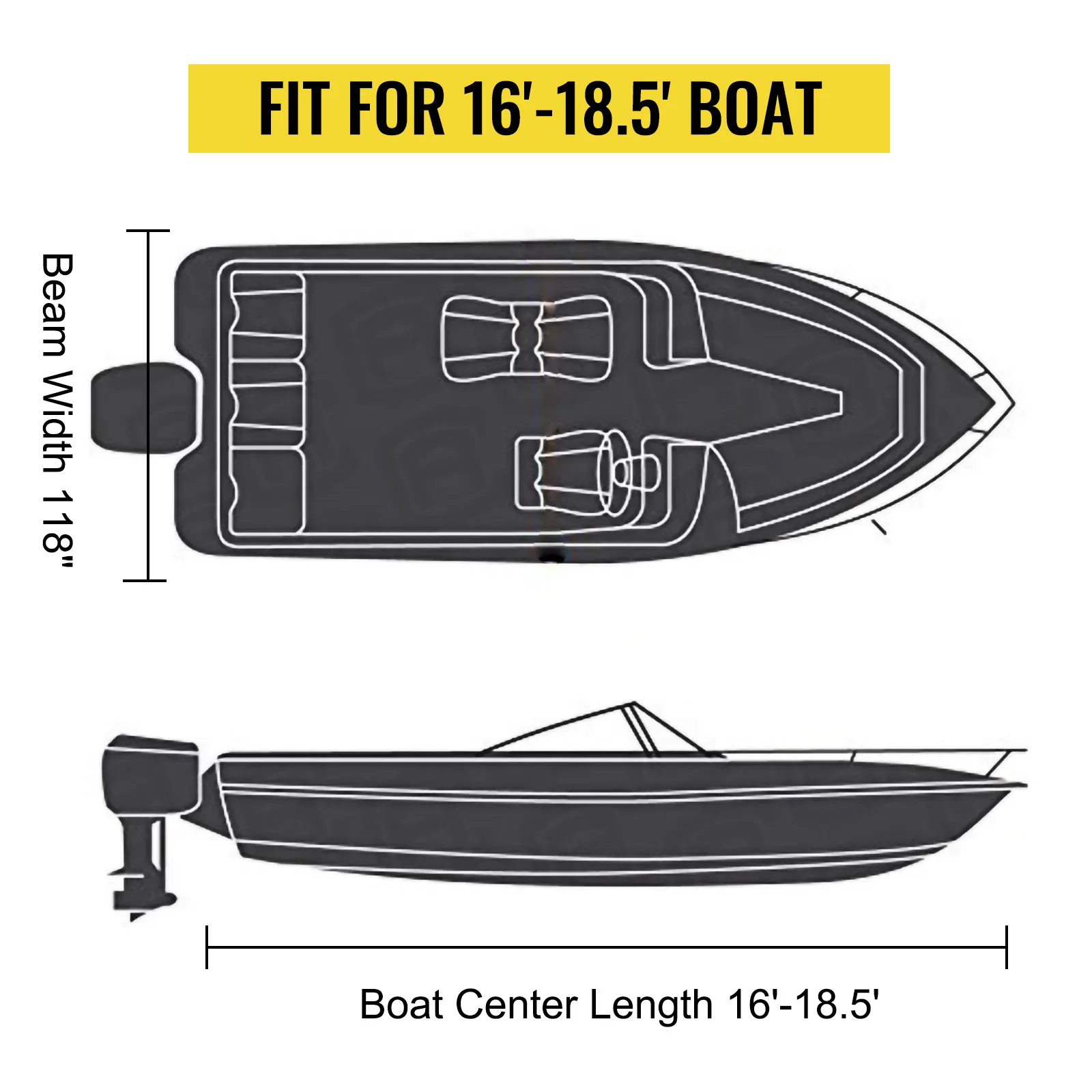 Funda para embarcación tipo T VEVOR apta para embarcaciones de 16' a 18,5' con un ancho de manga de 118".