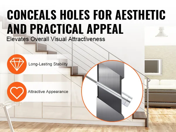 modern staircase with VEVOR cable railing kit, highlighting aesthetic appeal and practical functionality.