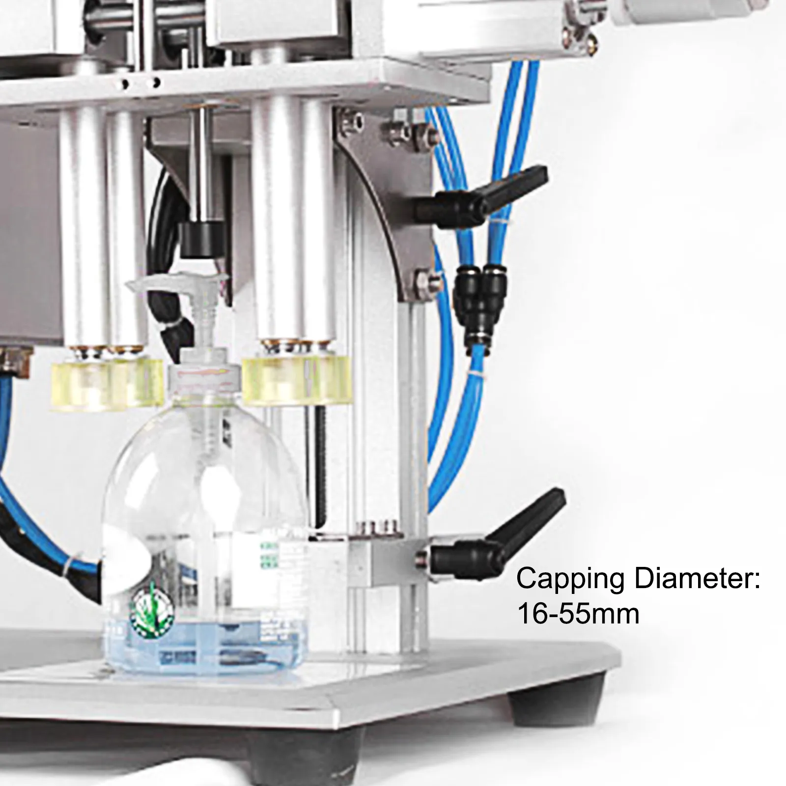 Máquina taponadora de rosca VEVOR con un diámetro de taponado de 16-55 mm en acción.