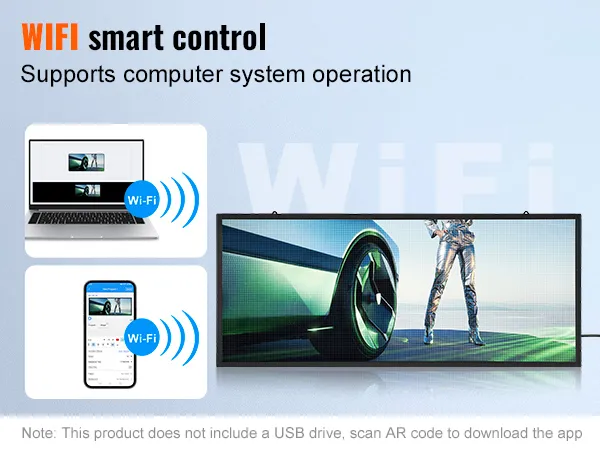 wifi smart control voor het VEVOR programmeerbare led-bord, ondersteunt bediening via computer en mobiel apparaat.