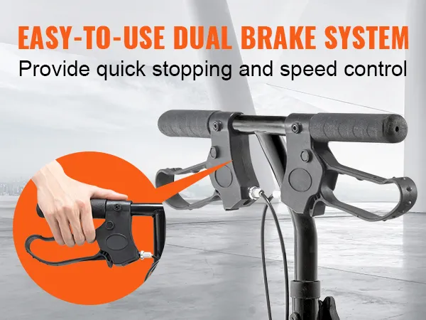 VEVOR knee scooter handle with easy-to-use dual brake system for quick stopping and speed control.