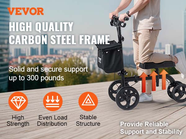VEVOR Folding Knee Scooter, Carbon Steel Steerable Knee