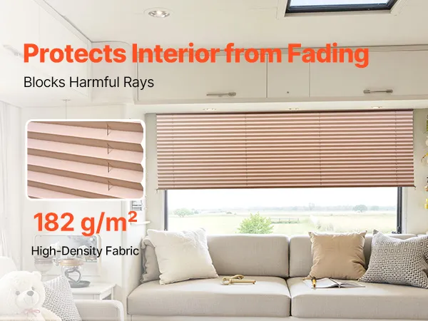 RecPro RV Blinds Pleated Shades | Cappuccino | RV Window Shades Camper Trailer 29 W X 50 L