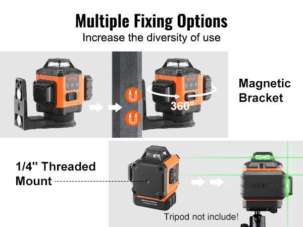 VEVOR Laser Level, 100ft, Self Leveling Manual Green 3 x 360