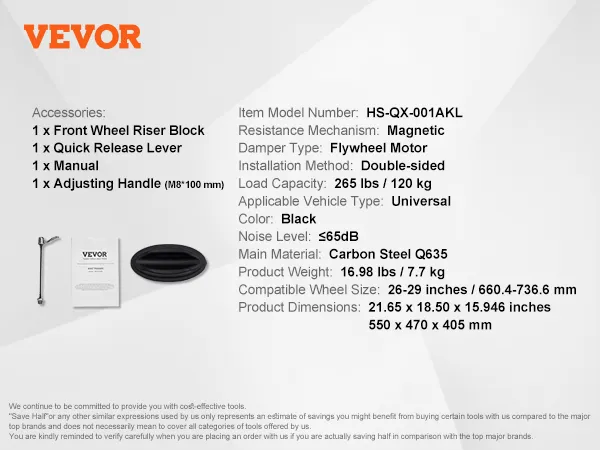 VEVOR bike trainer stand with magnetic resistance, flywheel motor, and universal vehicle compatibility.