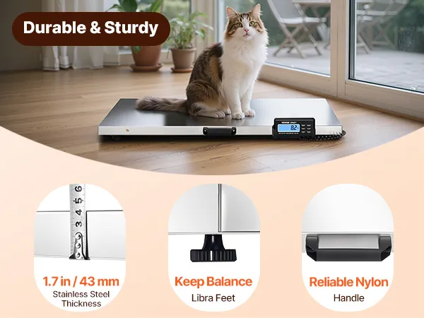 VEVOR 880Lbs x 0.2Lbs Livestock Scale Shipping Scales Large Platform 40.6x20.9Inch Stainless Steel Vet Scale Industrial Floor Scale Large Animal Dog Pig Scale Goat Weight Scale Pet Digital Scale