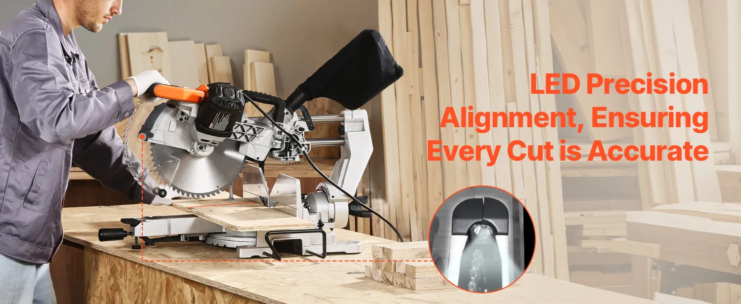 Sliding Compound Miter Saw 12-In Blade 15 Amp Motor Corded Double Bevel 60-Tooth