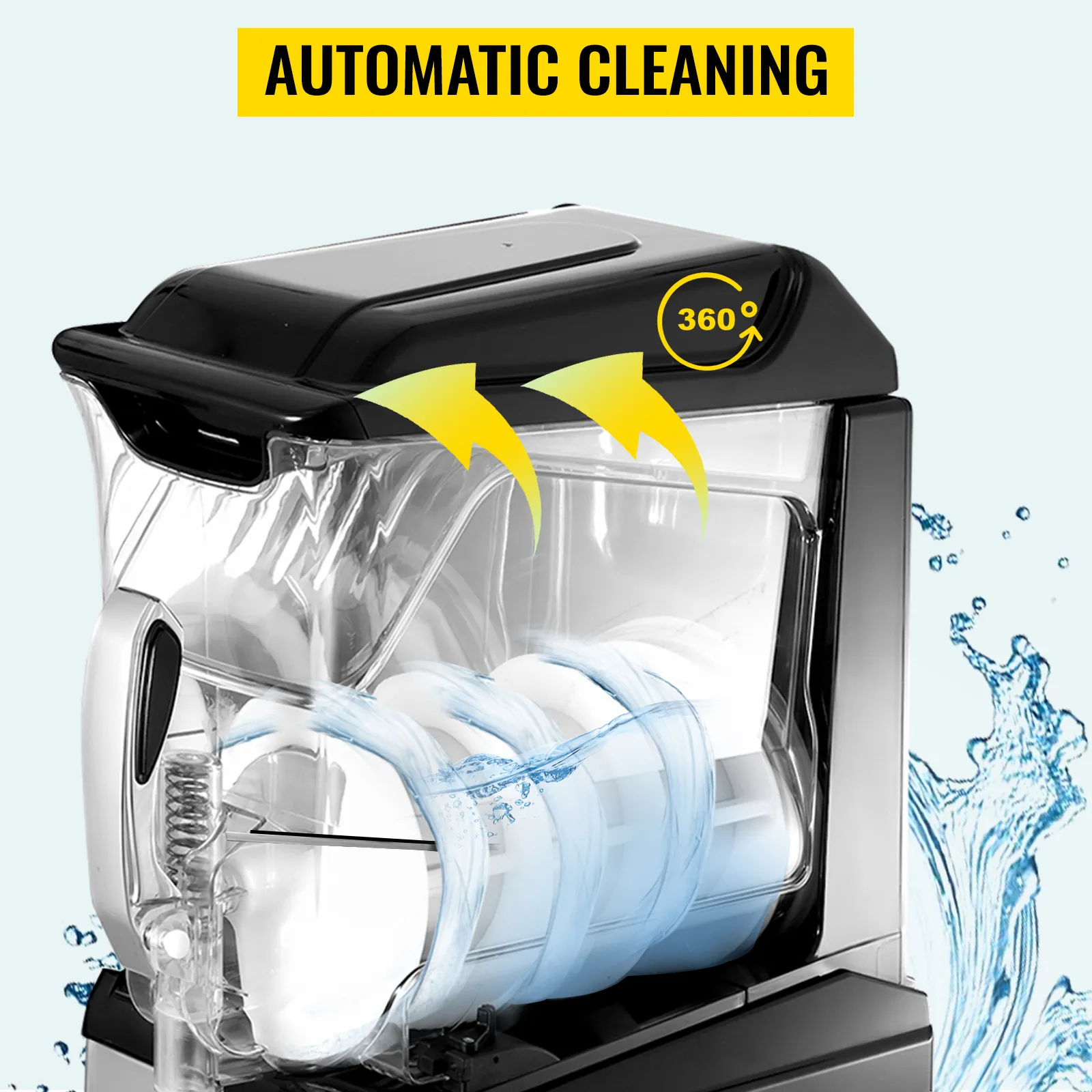 Máquina de granizados VEVOR con limpieza automática y rotación de 360 grados.