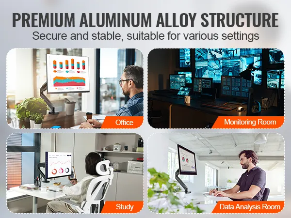 premium aluminum VEVOR monitor mount for office, monitoring room, study, and data analysis room.