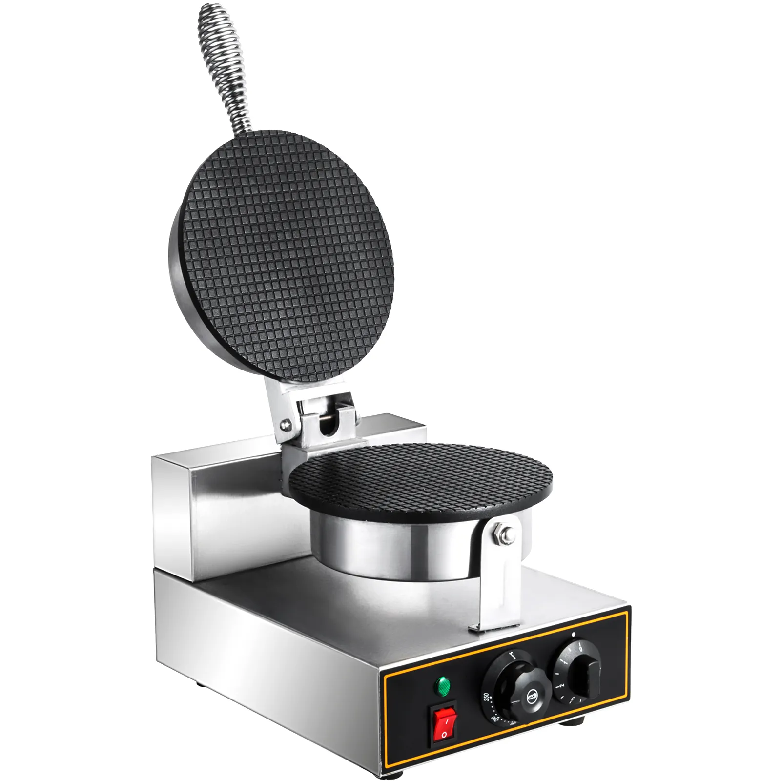 VEVOR electric ice cream cone maker with stainless steel body and temperature controls.