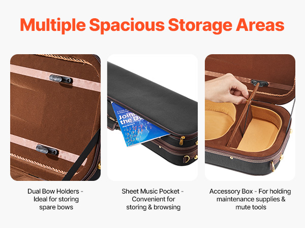 VEVOR 4 4 Violin Case – 3.8 lbs Load, 360° Shielding, 2 Bow