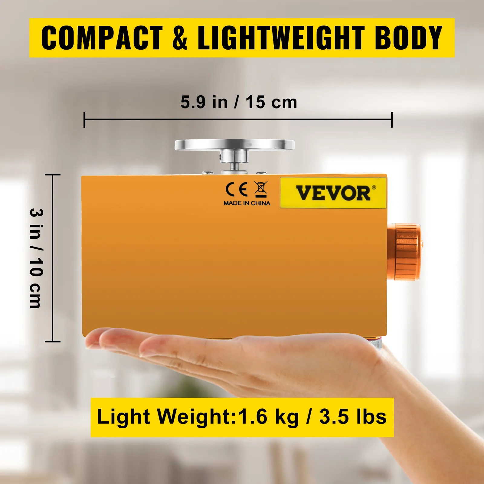 Mini torno de alfarería VEVOR en mano, 3 x 5,9 pulgadas, 1,6 kg.