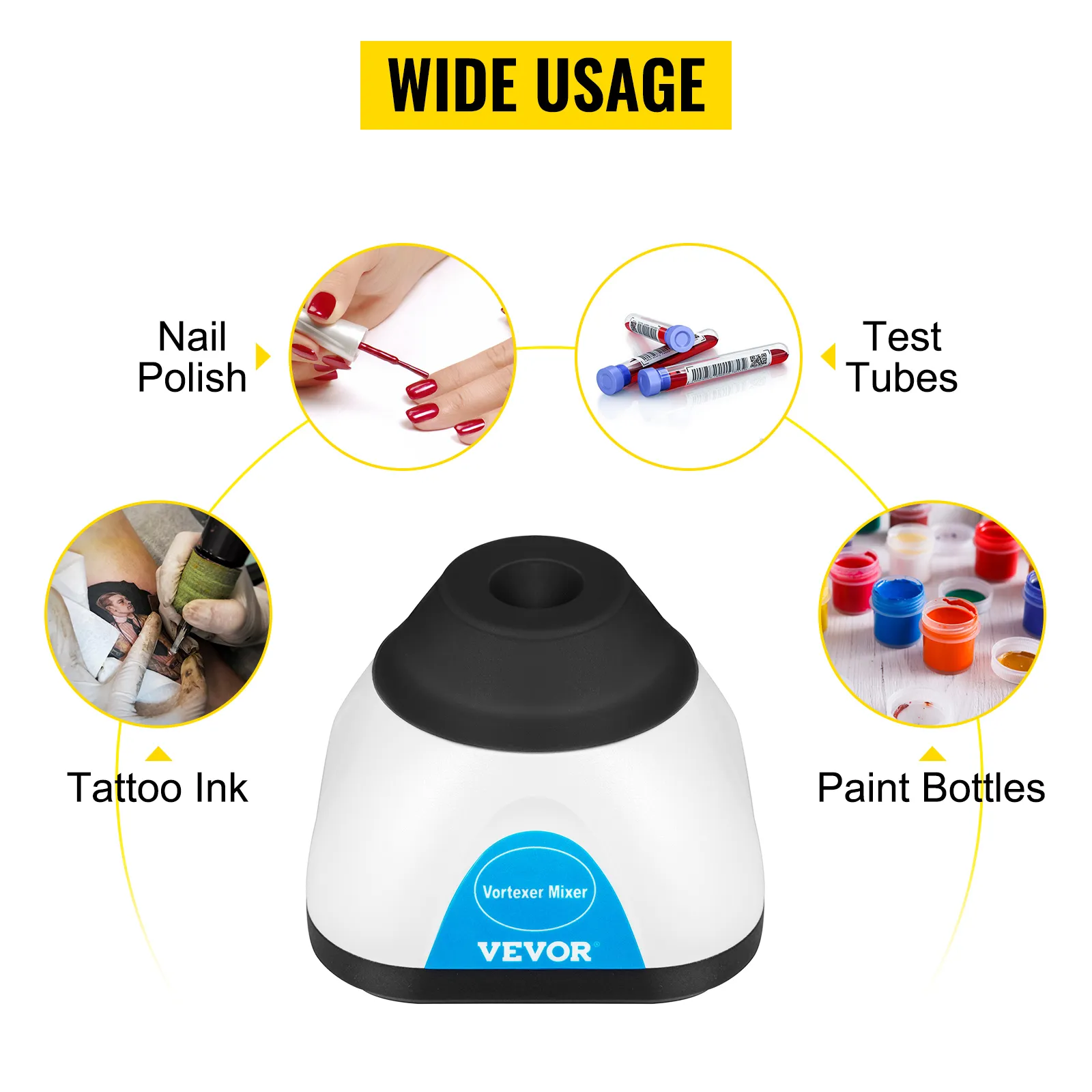 VEVOR vortex mixer for nail polish, test tubes, tattoo ink, and paint bottles. wide usage.