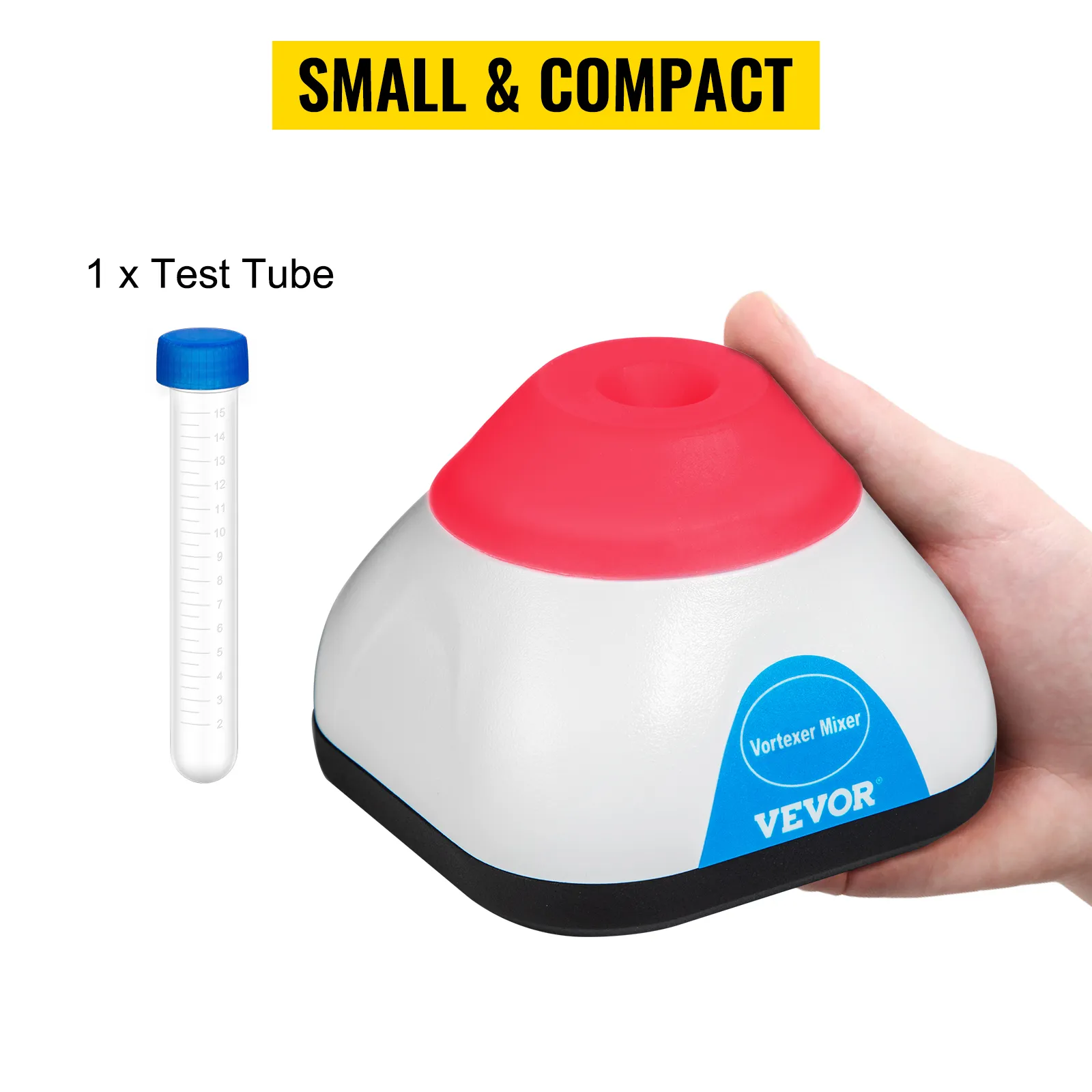 VEVOR vortex mixer handheld, small and compact with a included test tube.