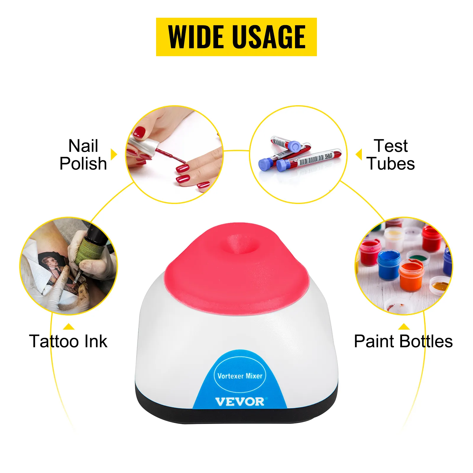 VEVOR vortex mixer with wide usage for nail polish, test tubes, tattoo ink, paint bottles.