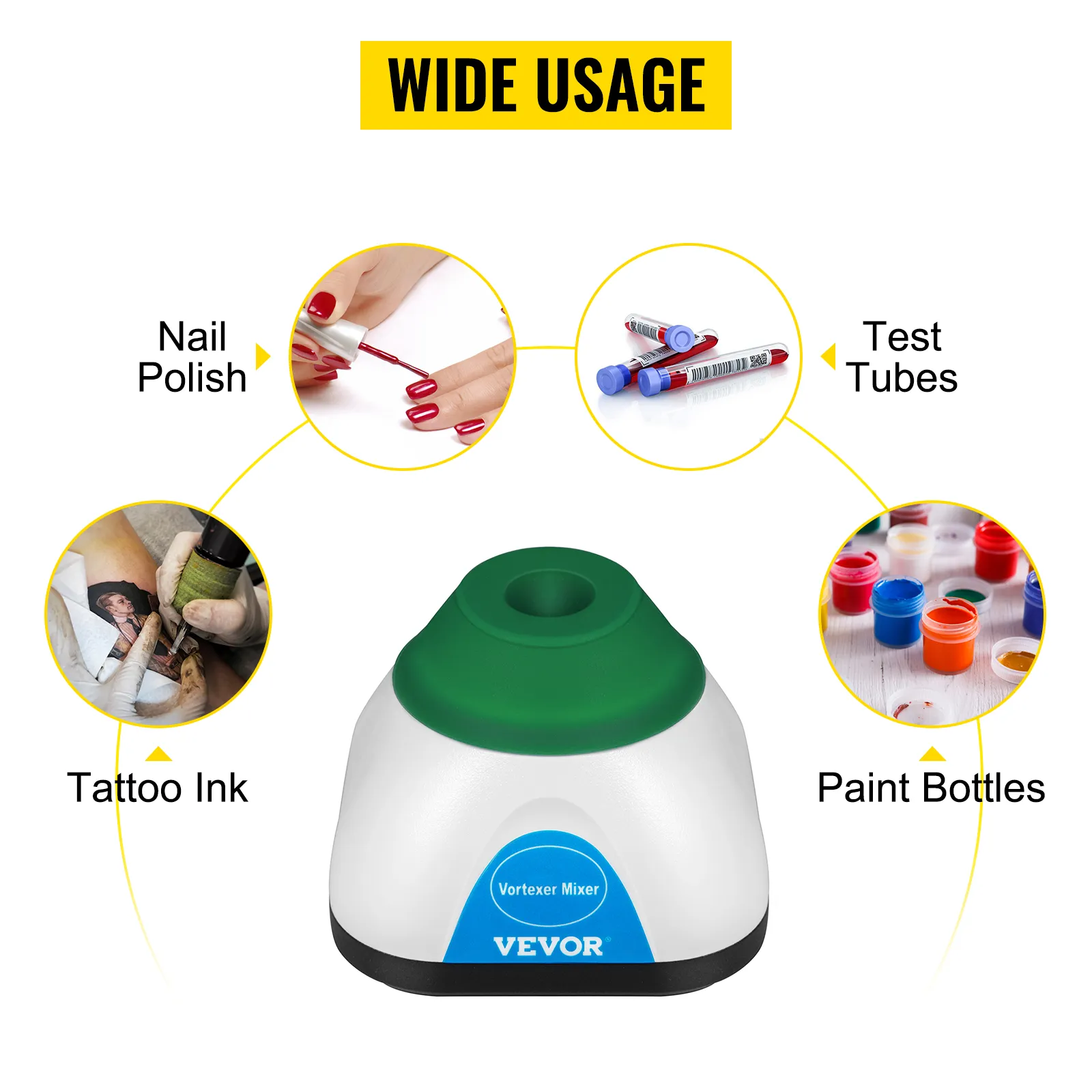 VEVOR vortex mixer for nail polish, test tubes, tattoo ink, and paint bottles. wide usage.