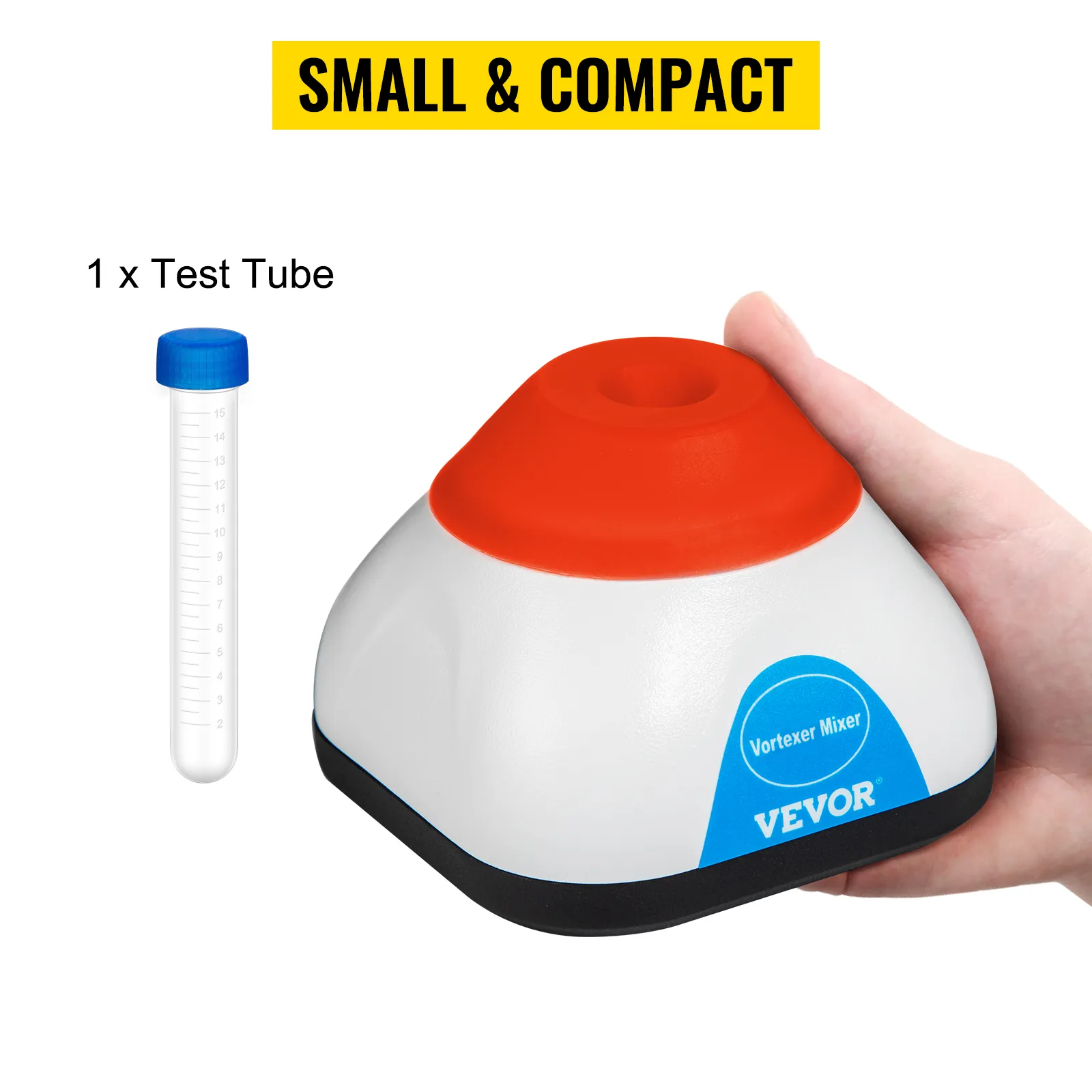 Mezclador de vórtice VEVOR de mano, pequeño y compacto con un tubo de ensayo incluido.
