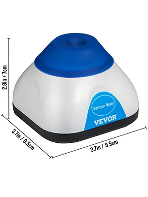 VEVOR vortex mixer, blue and white, 3.7in x 2.8in compact design.