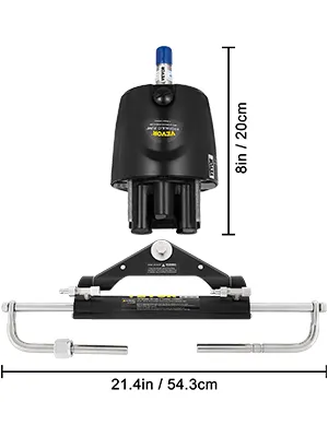 VEVOR hydraulic outboard steering kit, 8in height, 21.4in width, black component.