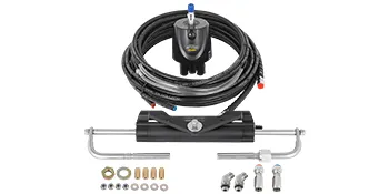 Kit sterzo fuoribordo idraulico VEVOR con tubi flessibili, raccordi e cilindro dello sterzo.