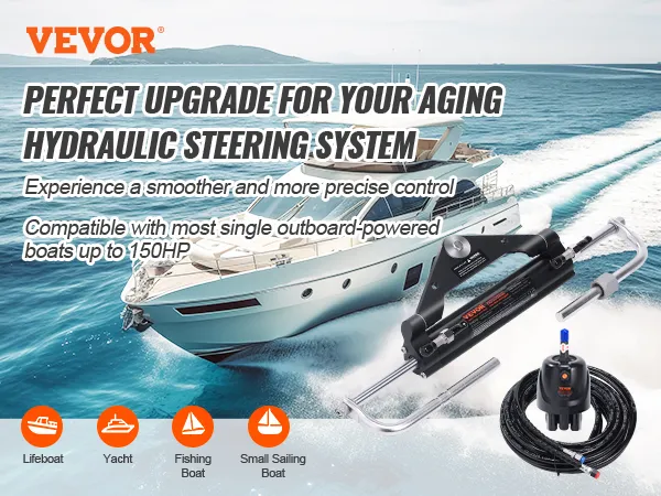 VEVOR hydraulic steering kit for lifeboats, yachts, fishing boats, and small sailing boats with 150hp.