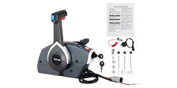 Caja de control remoto VEVOR con cableado, accesorios y manual de instrucciones.