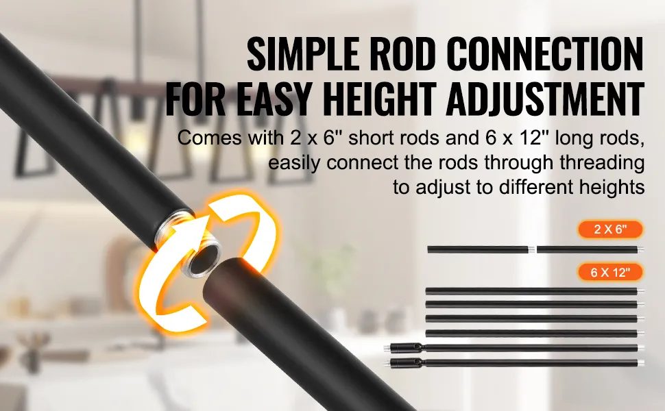 VEVOR kitchen island pendant lights with adjustable rod connection for easy height adjustment.