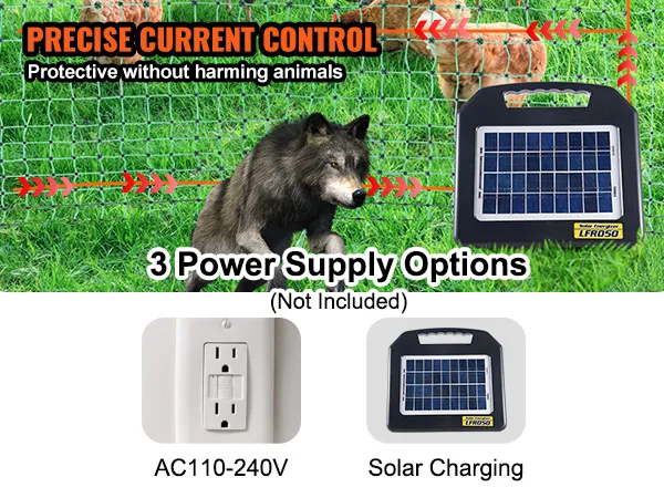 VEVOR electric fence netting protects chickens from predators with precise current control and solar power options.