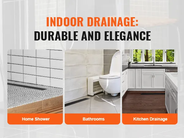 indoor drainage for home shower, bathroom, and kitchen with VEVOR linear shower drain. durable and elegant.