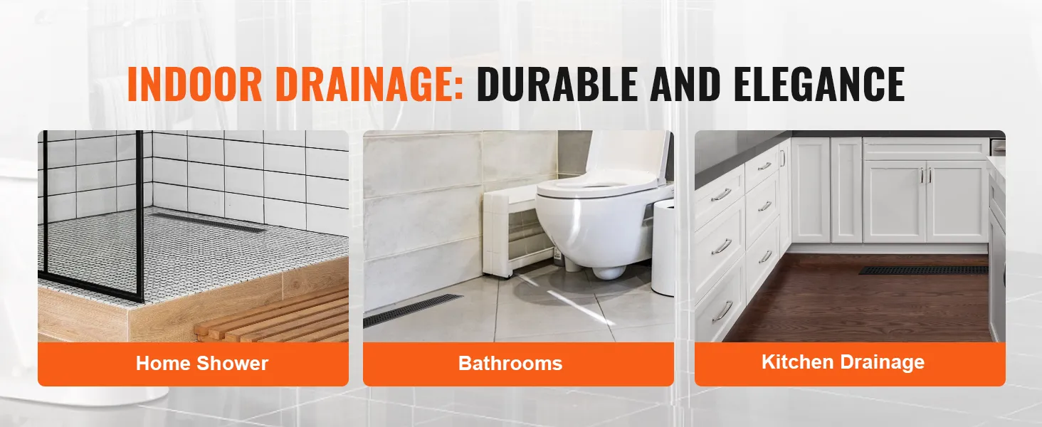 indoor drainage for home shower, bathroom, and kitchen with VEVOR linear shower drain. durable and elegant.