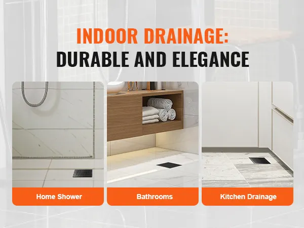 indoor drainage solutions: home shower, bathrooms, kitchen drainage with VEVOR 16 inch linear shower drain.