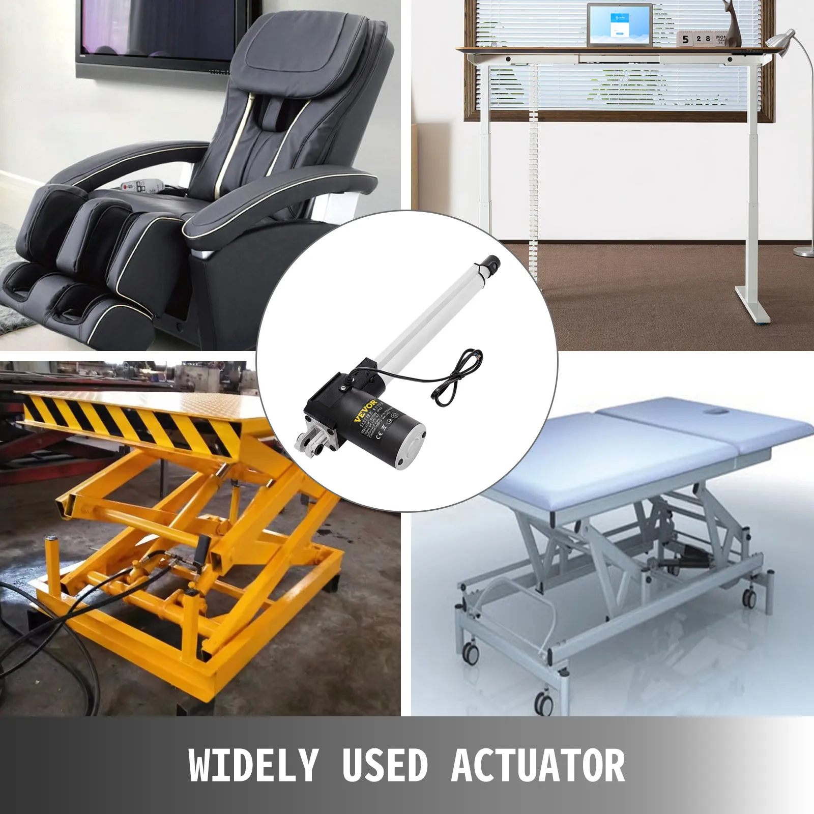VEVOR electric actuator used in recliners, desk lifts, scissor lifts, and adjustable beds