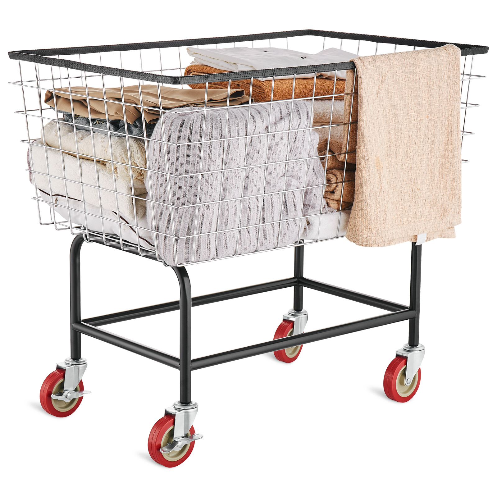 VEVOR Wire Laundry Cart, 4.5 Bushel Wire Laundry Basket with