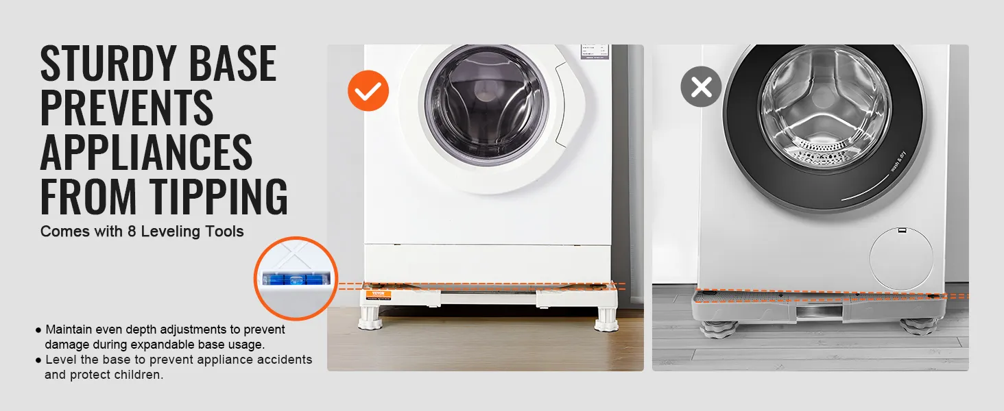 VEVOR mini fridge stand ensures stability, preventing appliances from tipping. comes with 8 leveling tools.