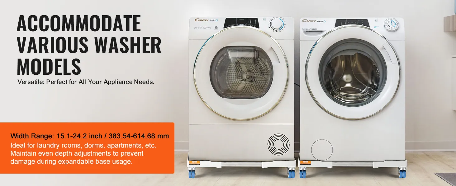 VEVOR mini fridge stand with two washing machines, perfect for laundry rooms and dorms.